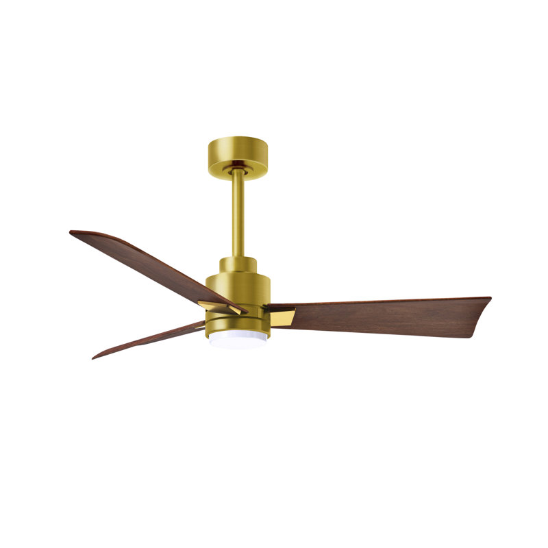 Alessandra - Three Blade Transitional Ceiling Fan -LED, Walnut, Brushed Brass, 42"