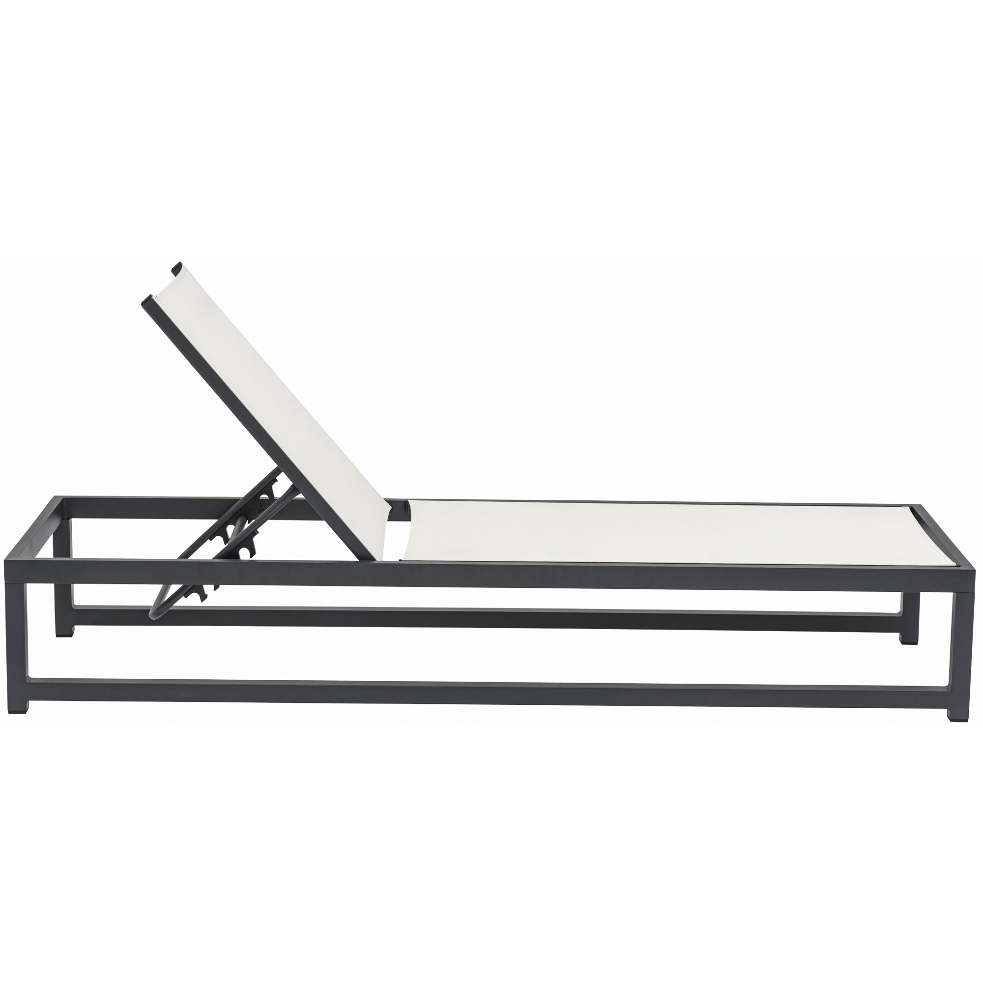 79" Long Reclining Single Chaise with Cushions, Cream, Gray