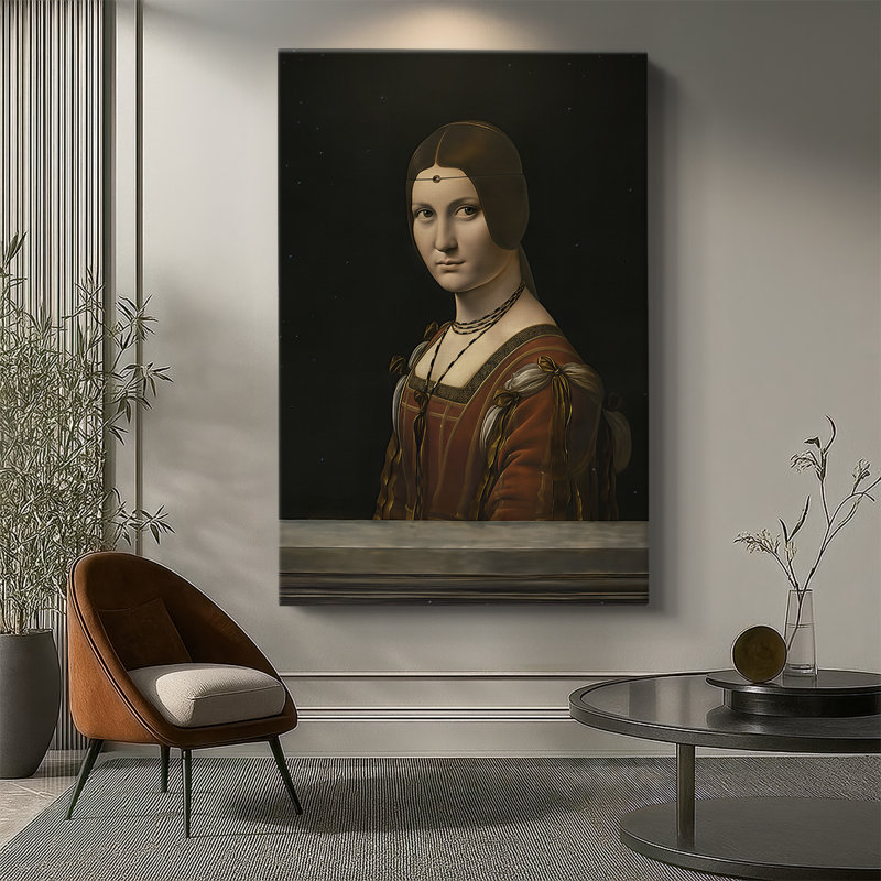 La Belle Ferronnière, toile tendue par Leonardo Da Vinci, 32 x 48