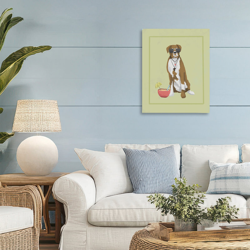 Boxer Beach Day, toile par Sadie Harper, H 20 po x l 16 po