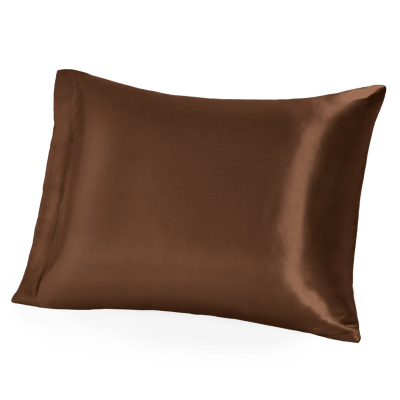 100% Mulberry Silk Pillowcase Zipper Closure, 1 Standard (Zipper Closure) Pillowcase, Cocoa