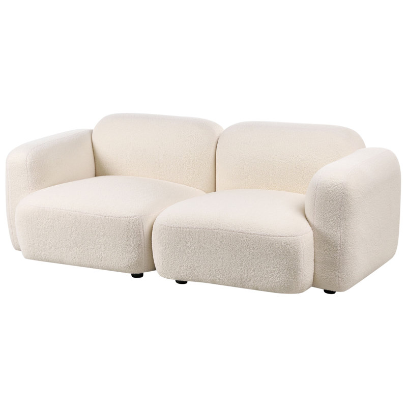 3 Seater Sofa, White Polyester