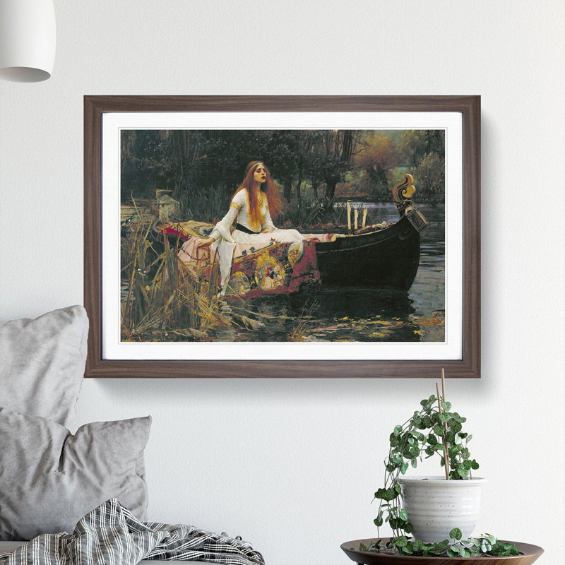 The Lady of Shalott by John William Waterhouse - Picture Frame Painting, 27cm H x 36cm W x 2cm D, Walnut