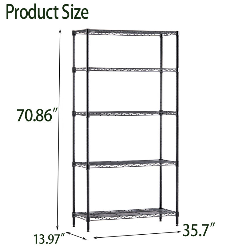 Support de rangement Boudot, H 70,86 po x l 35,70 po x P 14 po, Noir