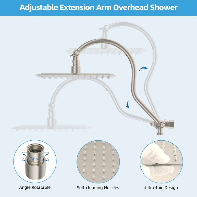 Chrome 10-Inch Dual Rainfall Shower Head with Handheld Wand