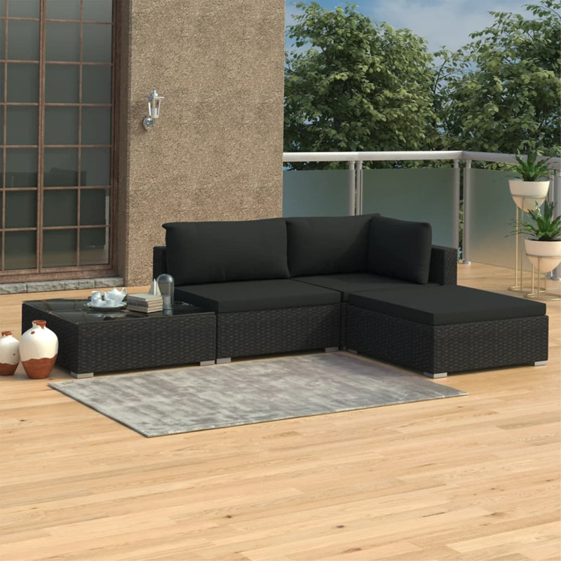 Siège profond avec coussins Pittsboro, Structure noire / coussin noir