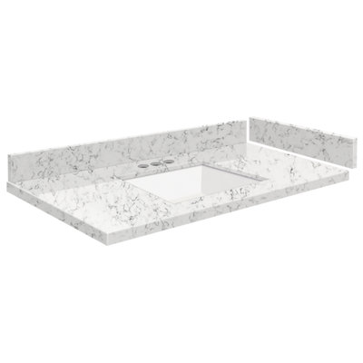 34.5 Single Vanity Top with 3 Faucet Holes -  Transolid, VT34.5x22-1KU-LYR-4