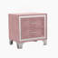 Table de chevet 2 tiroirs, pieds en métal, velours, rose Mid-Century-1752122305