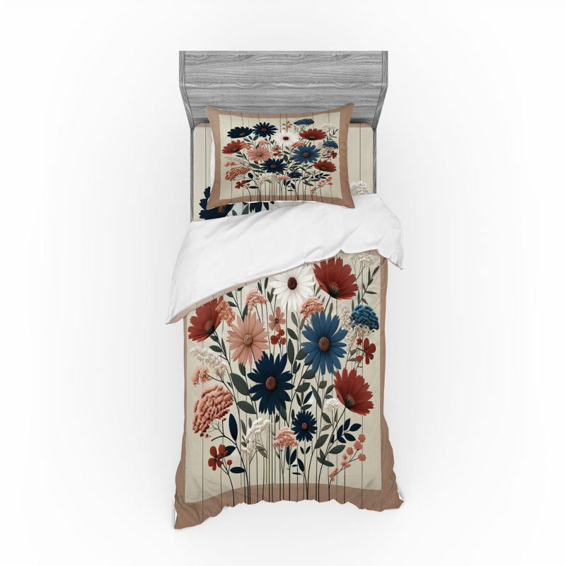 Ensemble de literie rustique Ambesonne et rubis bleu foncé taupe chaud, Housse de couette simple + 6 pièces supplémentai