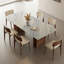Table à manger rectangulaire en pierre bleue et bois massif fabriqué-1183188892