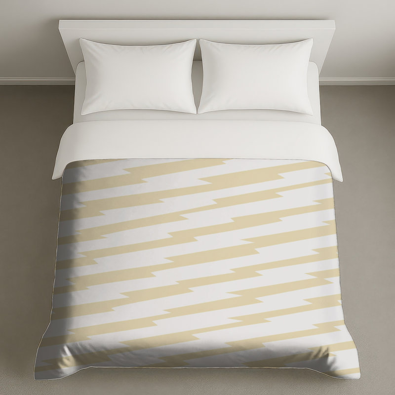 Housses de couette beige à lignes en zigzag, Twin