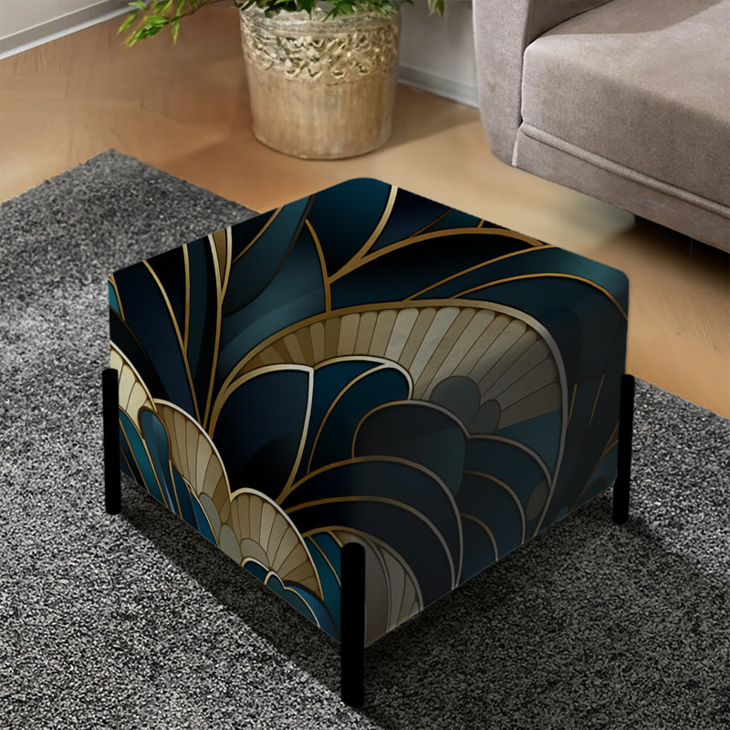 Motif émeraude et doré Art Deco - Repose-pieds carré en marbre
