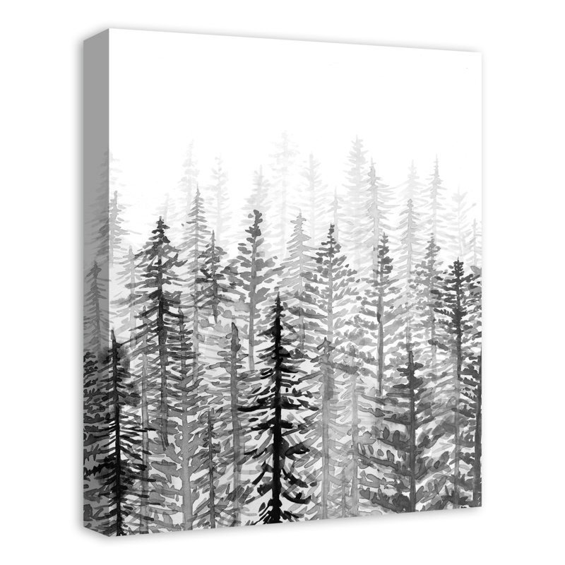 «Black White Watercolor Trees» - Photographie sur toile tendue