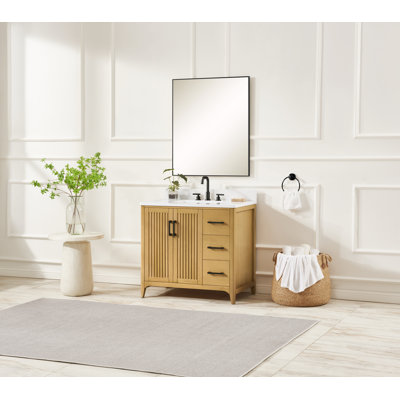 Soren 36-Inch Modern Solid Wood Bathroom Vanity With White Countertop And Silent Drawers