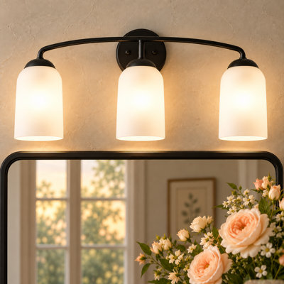 Modern 3-Light Vanity Light with Frosted Glass Shades