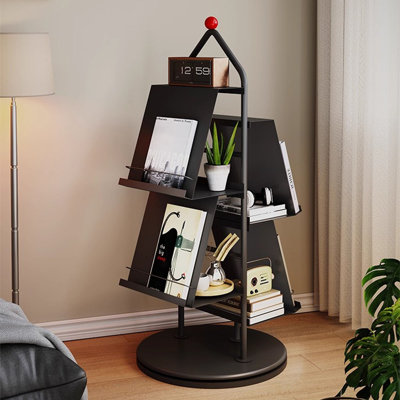 Black Modern Iron Rotating Bookshelf