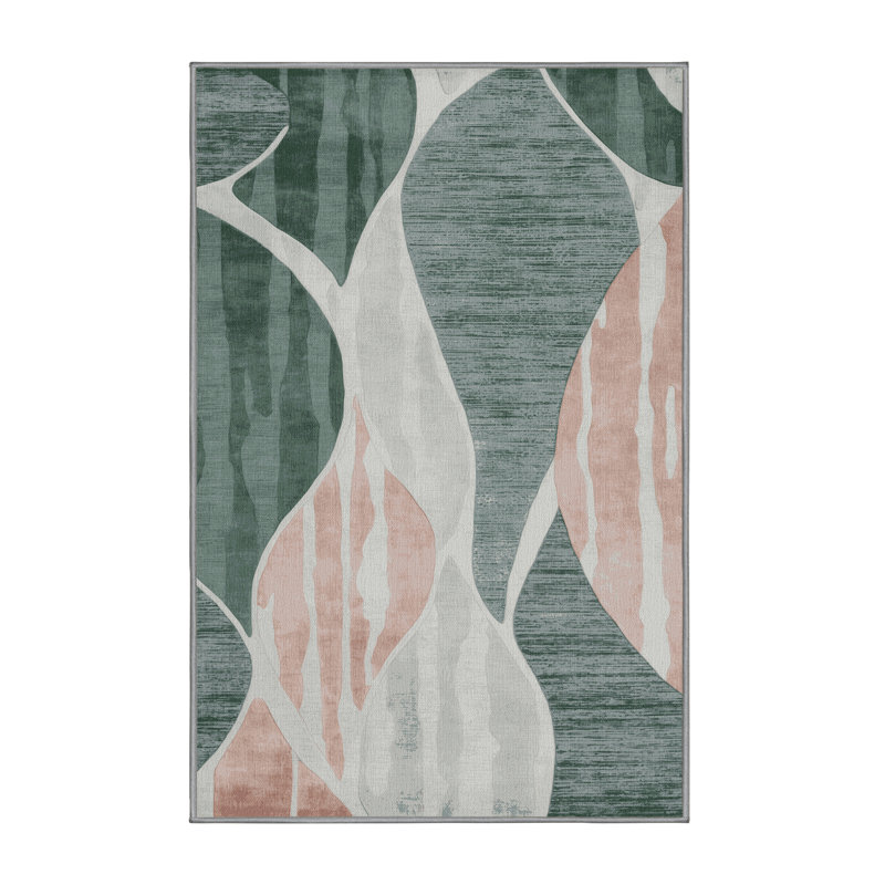 Tapis gris aquarelle lavable à la machine, Rectangulaire 8 pi x 10 pi