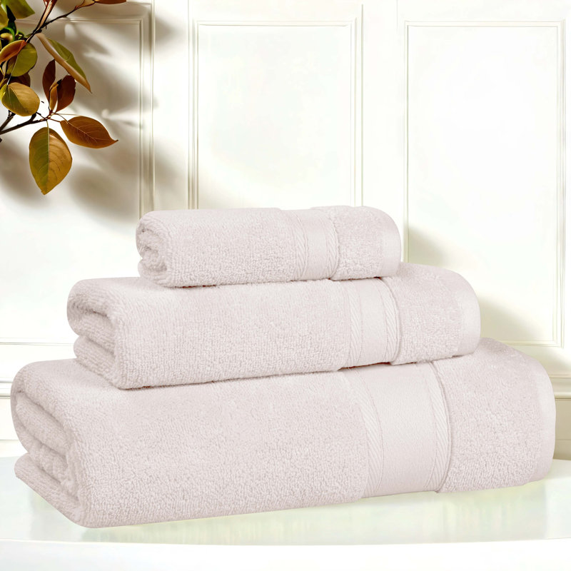 Coton absorbant doux Belmont, Argent argent, Ensemble 3 serviettes de bain