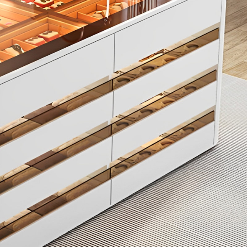 Présentoir moderne avec rangement - parfait pour la vente au détail et les salons, Blanc