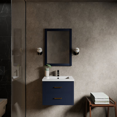 Castor 24 in W x 18 in D Single Bath Vanity, Acrylic Top, 18 in Mirror and Chrome Faucet Set