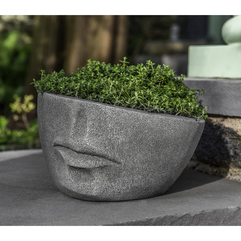 Faccia Statue Planter, Travertine