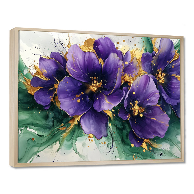 Derbyshire - Violets, art mural, H 12 po x l 20 po, Impression encadrée flottante, Crème, crème