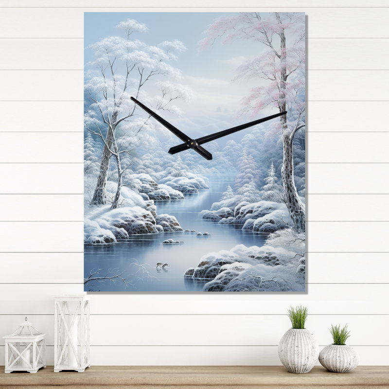 Gavinn - Horloge murale moderne neige, Petit
