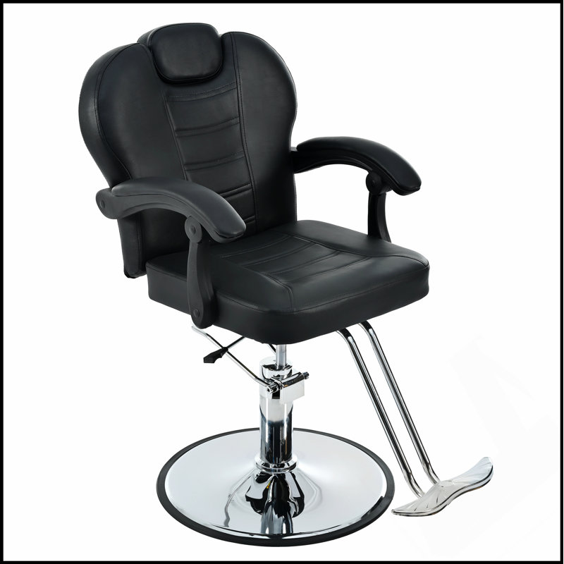 Fauteuil de coiffeur inclinable classique avec pompe hydraulique robuste, rotation à 360 ° et charge maximale de 330 lb pour un confort de salon