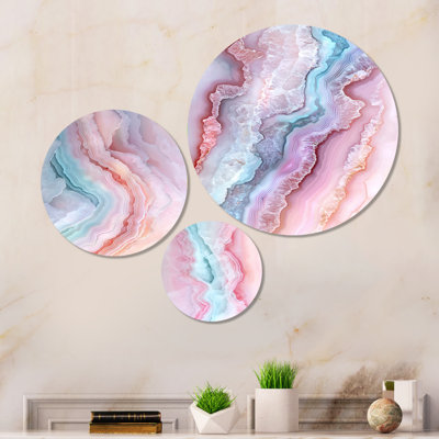 Décoration murale 3 panneaux Agate Dream river I - Géode rose