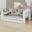 Lit plateforme en bois avec tablettes de rangement, lit gigogne, station de charge, DEL, bureau et tête de lit tapissier-1959233514