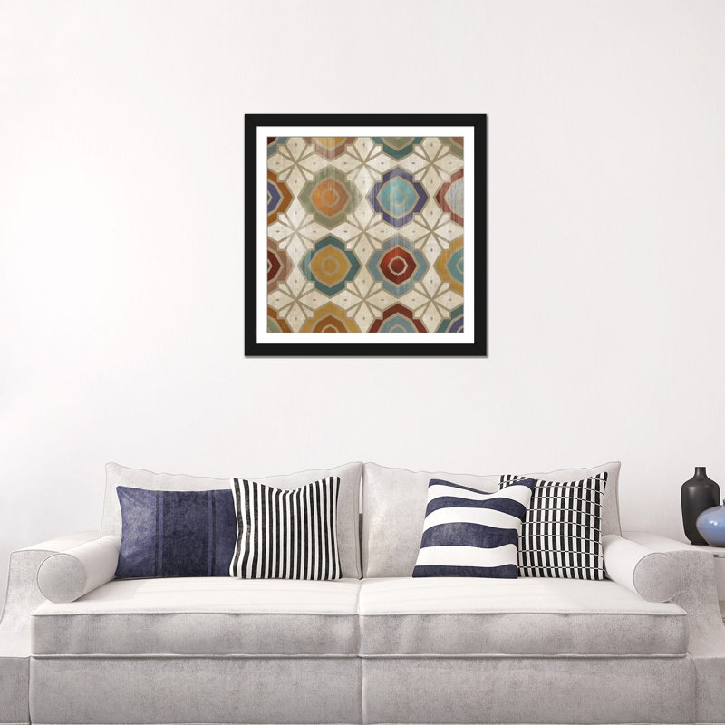 « gallactica tile i », impression sur toile, H 18 po x l 18 po x P 1,5 po, Toile avec cadre noir, Blanc