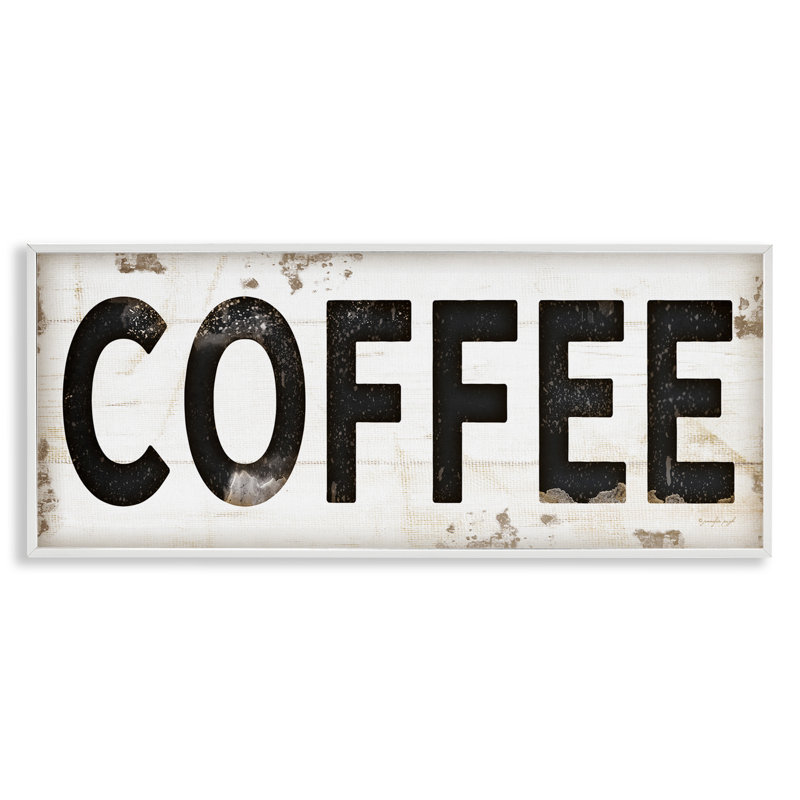 «Coffee Typographie Vintage Sign» par Jennifer Pugh, reproduction d'art textuel, H 30 po x l 13 po