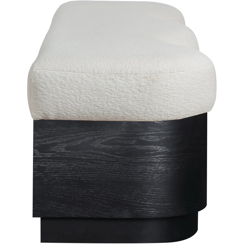 Savoy Mariaclara Velour Fur Fabric Bench, Cream Velour Fabric, Black