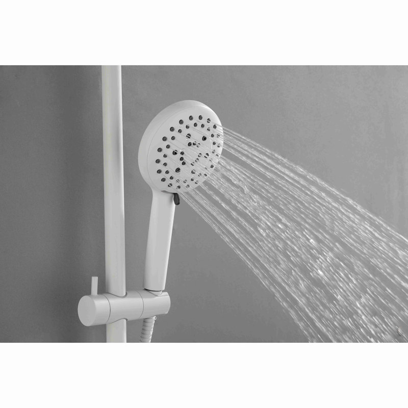 Showerspas Shower System, With 10" Rain Showerhead, 4-Function Hand Shower, Adjustable Slide Bar And Soap Dish, White