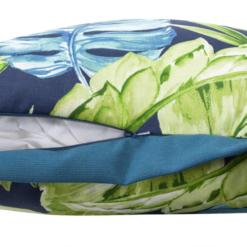  Polyester/Polyester Blend Throw Square Indoor/Outdoor Pillow Cover & Insert, 20" x 20", Cardoon Indigo