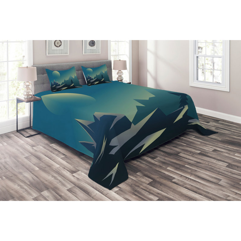 Mountain Modern & Contemporary Polyester Coverlet, King Bedspread + 2 Shams