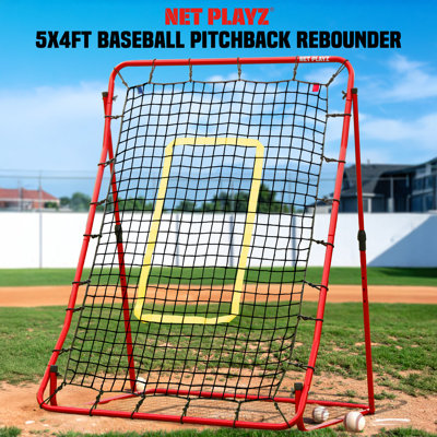 Filet de baseball avec rebords arrière à hauteur réglable de 5 pi x 4 pi