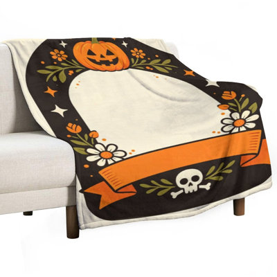 Jeté Halloween en flanelle de citrouille d'Halloween (1), couverture douce et chaude pour le canapé-lit du salon