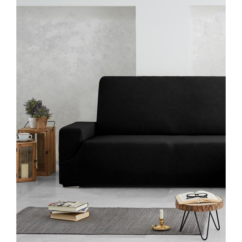 Milan Sofa Slipcover, Set 3+1+1 Seats, Black