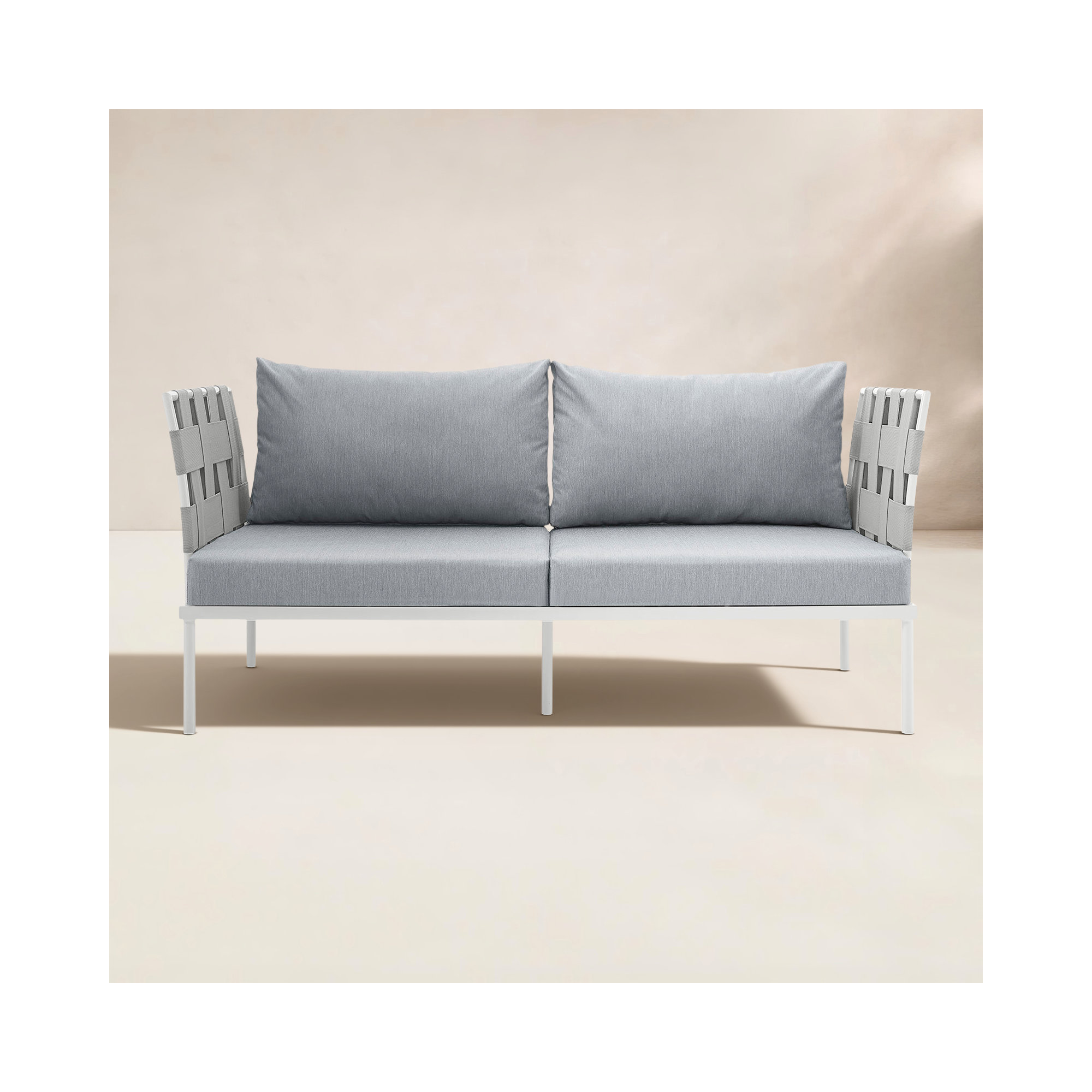Harmony Outdoor Patio Aluminum Loveseat, Gray
