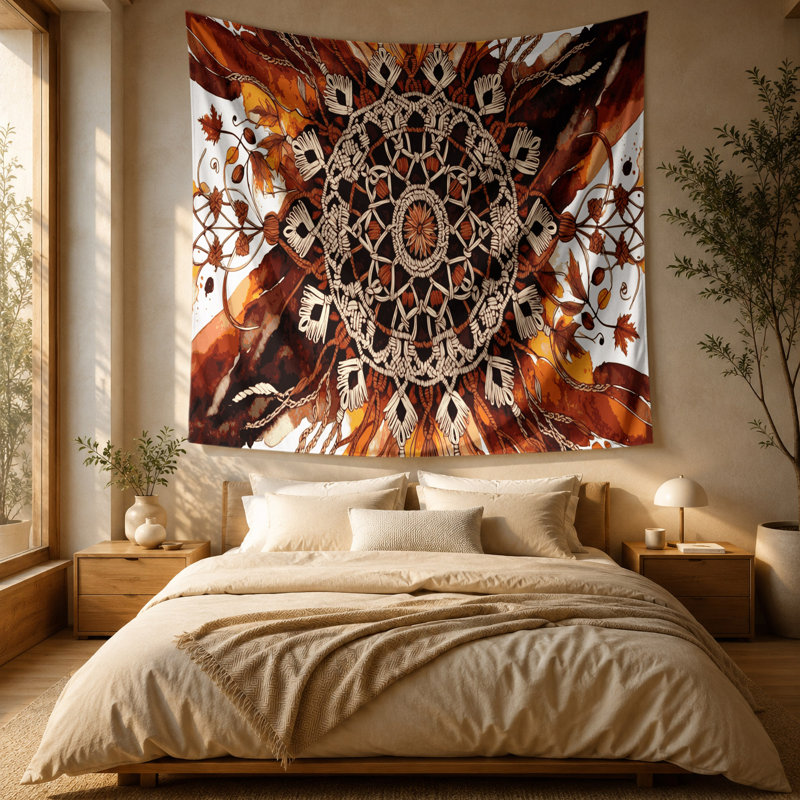 Tapisserie murale de l'Action de grâce en macramé à motif d'automne, 51 po x 60 po