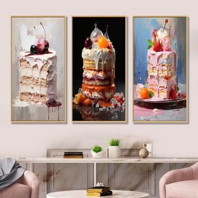 «Popart Cake Dessert - Desserts», ensemble de 4 reproductions d'art sur toile