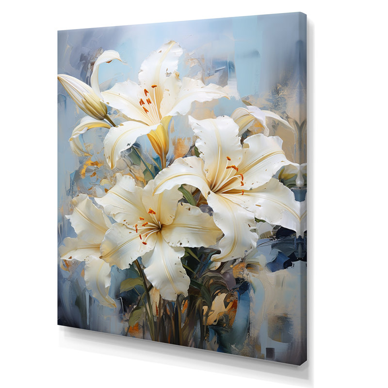 " Beige And Yellow Pure Lily Beauty Whispers ", Wrapped Canvas, 44" H x 34" W