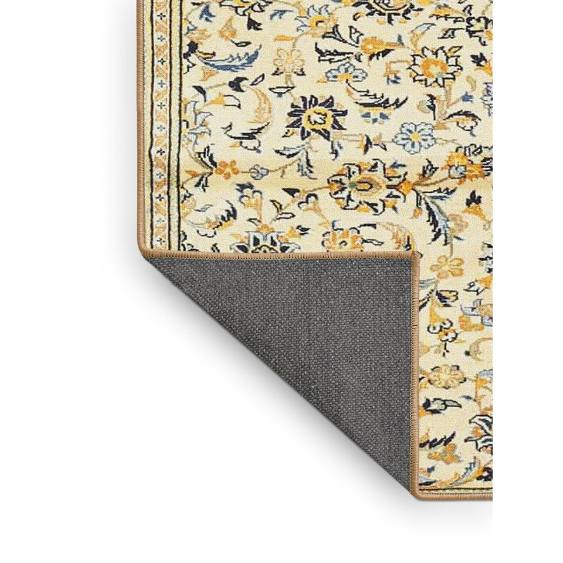 Tapis traditionnel beige / noir Ginsue, Rectangle 2 pi x 5 pi