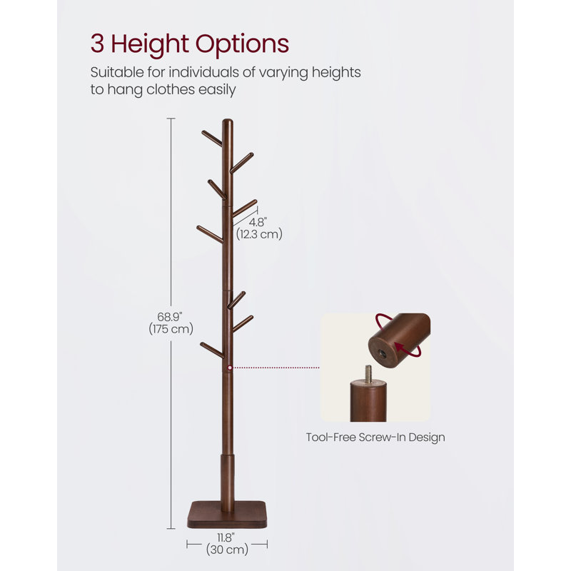 Blanding Freestanding 8 - Hook Coat Rack, Brown