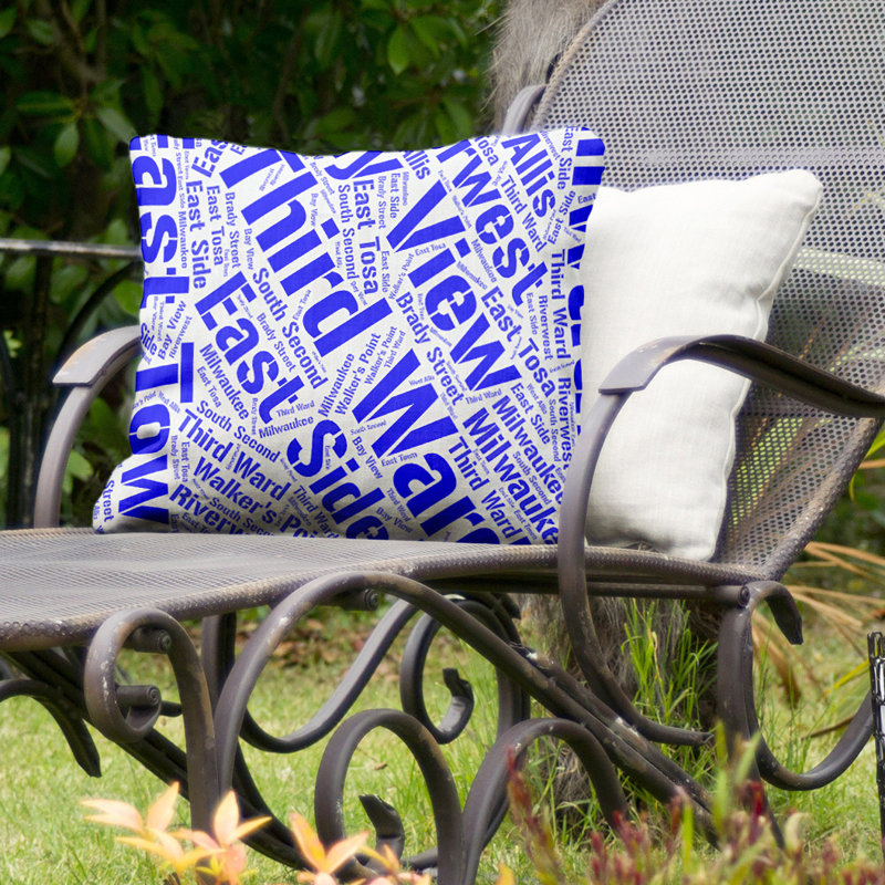 Coussin décoratif intérieur/extérieur milwaukee, Non, H 16 po x l 16 po, Bleu