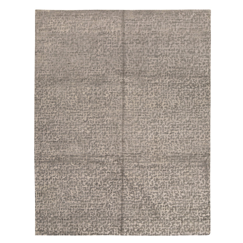 Hand Knotted Wool Area Rug in Grey