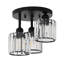  Plafonnier encastré en cristal noir mat à 3 lumières avec fer et verre-526745814