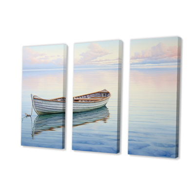 «Boat Harmonious Horizon II» sur toile, reproduction de 3 pièces