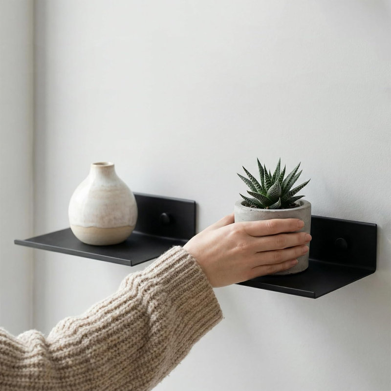 Z metnal Small Floating Shelves, 2 Pack Mini Metal Wall Mounted